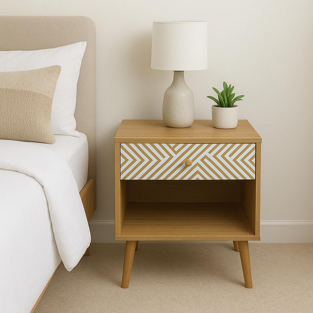 Buró Moon con Cajón y Entrepaño Beige y Blanco