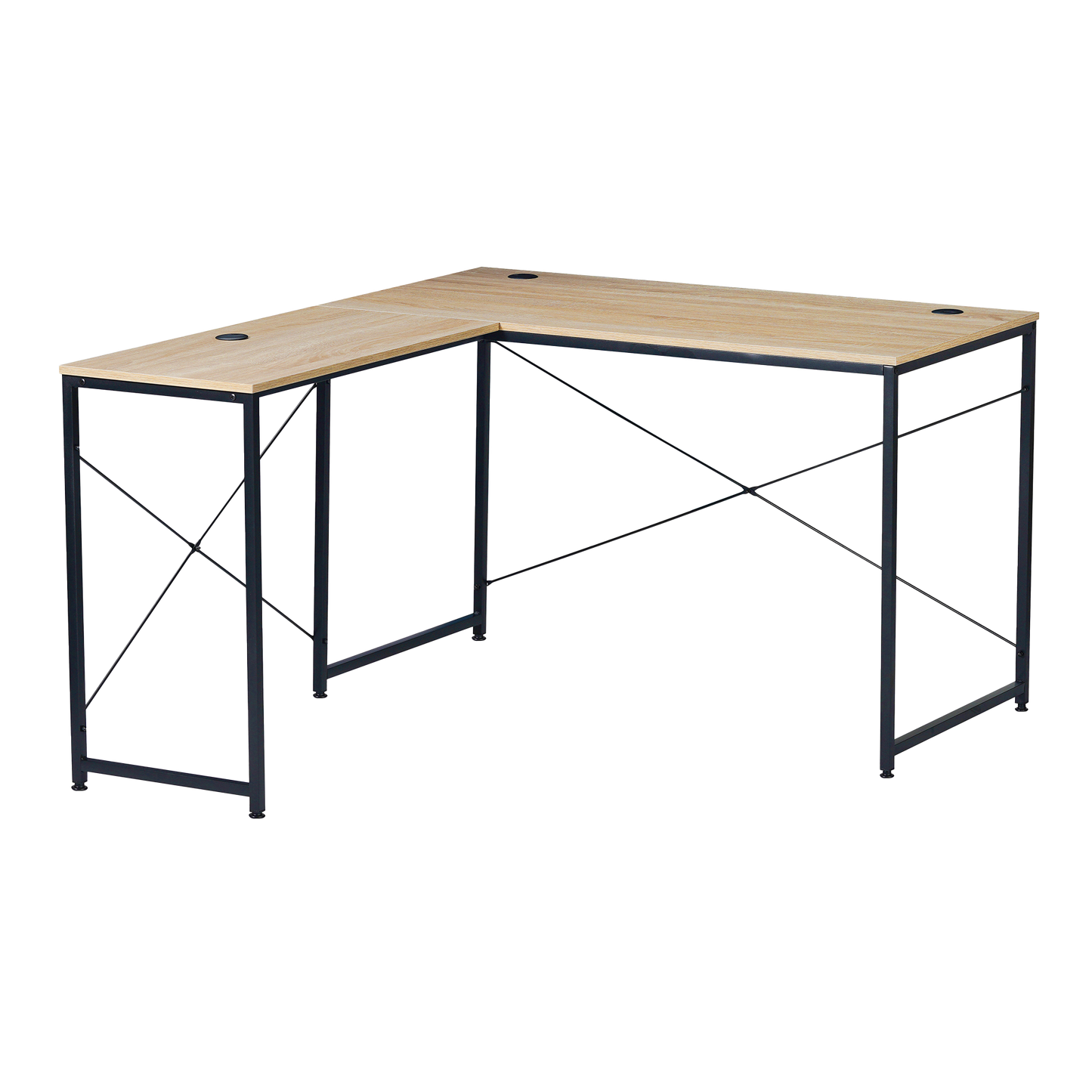 Escritorio con Forma de L Beige y Negro