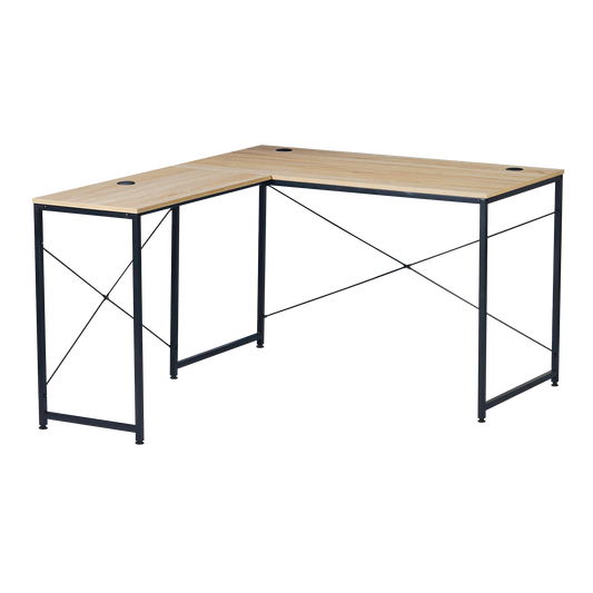 Escritorio con Forma de L Beige y Negro