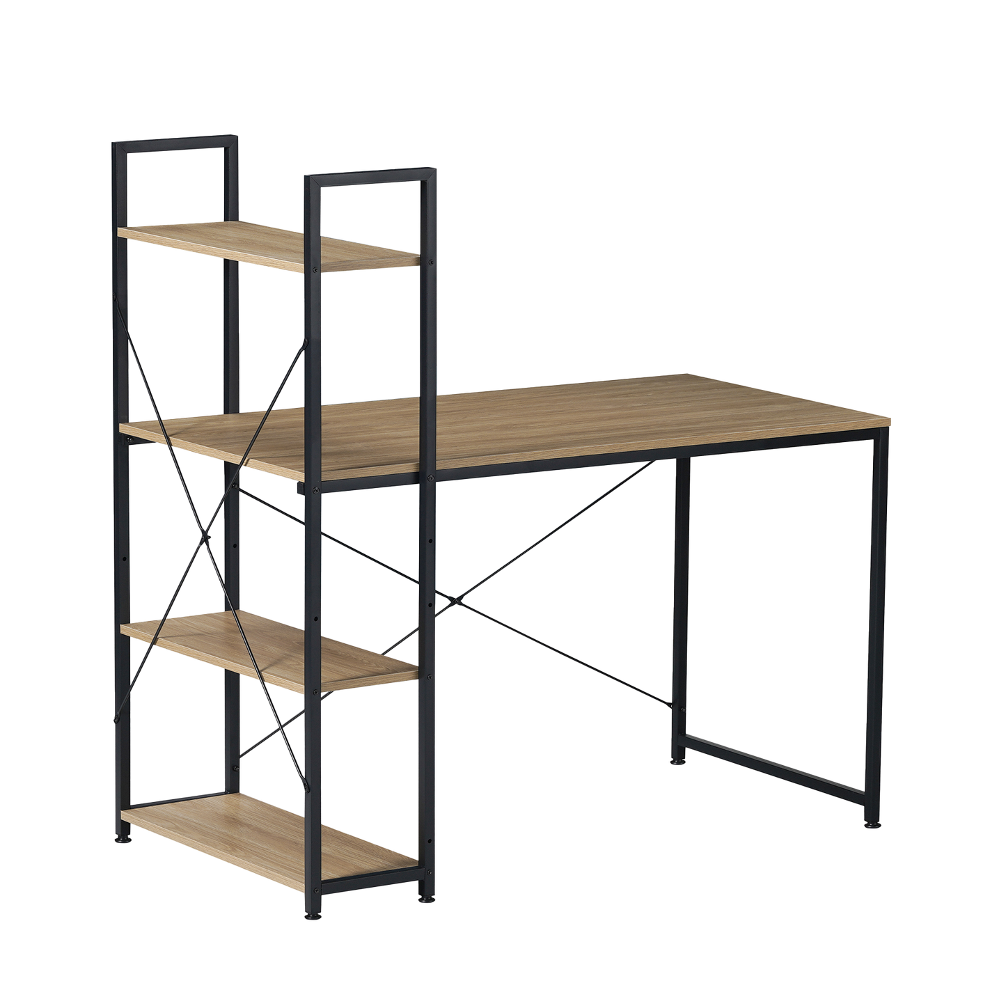 Escritorio con Estantes Negro y Beige