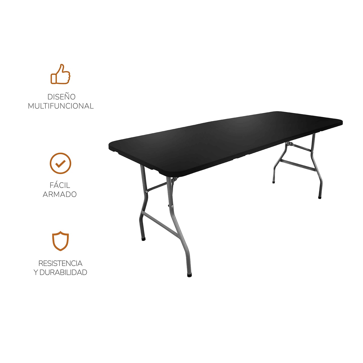 Mesa Plegable Mesaplas-Black de Plástico Negra