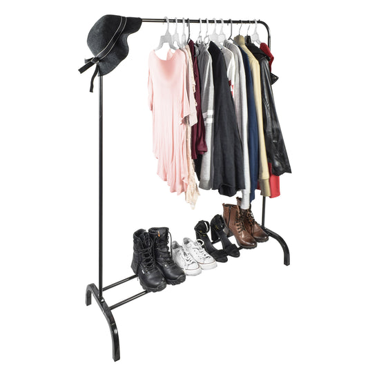 Perchero Áncora Metálico con Barral y Estante Inferior Negro