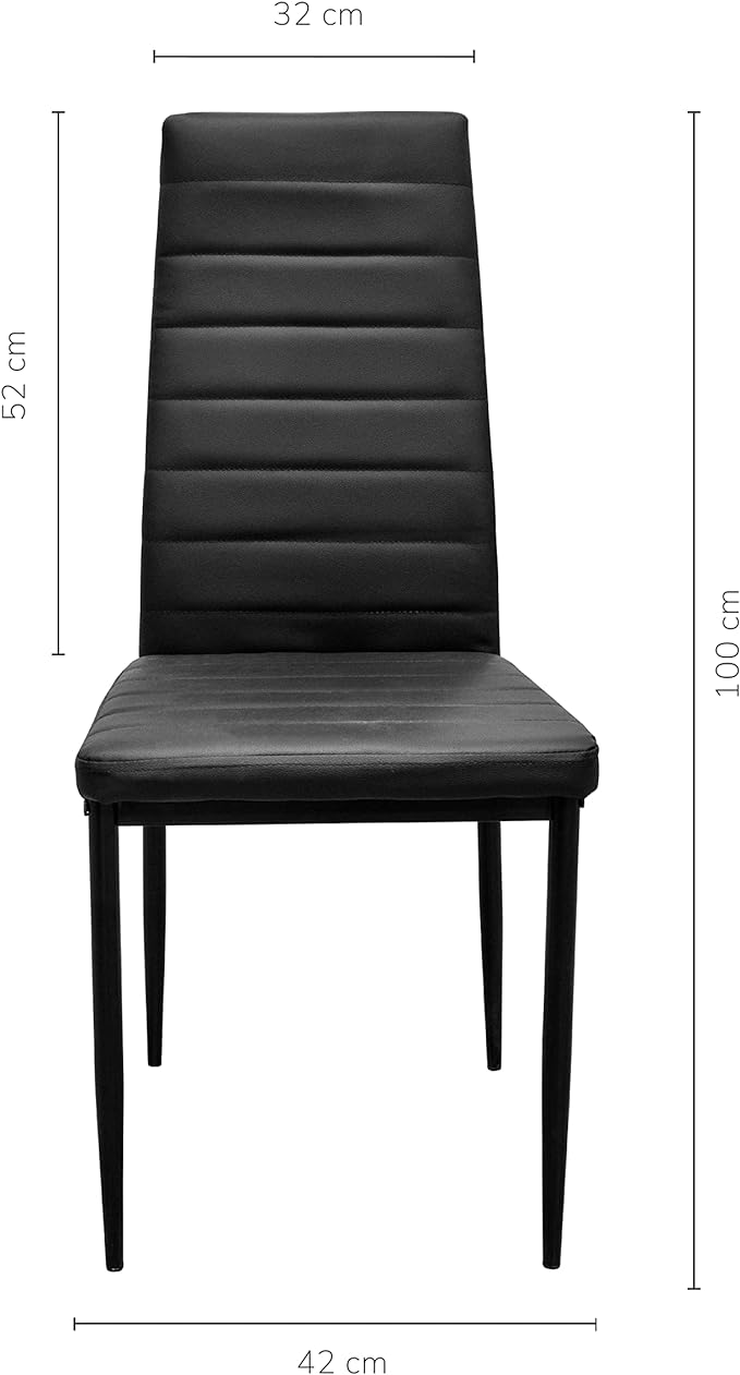 Set 6 Sillas de Comedor Zulu-N con Respaldo Alto Negras