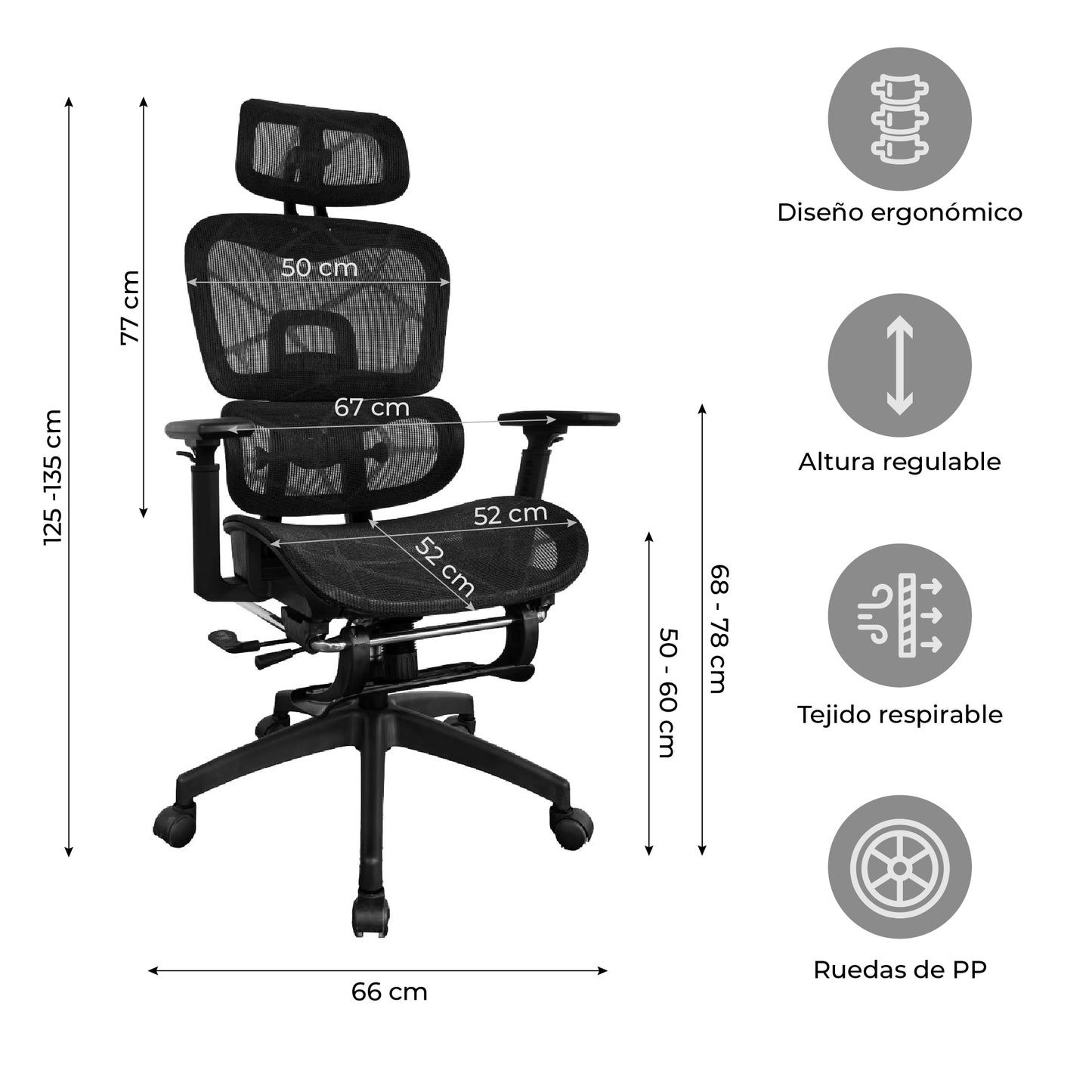 Silla de Oficina Ergonomica con Descansapies
