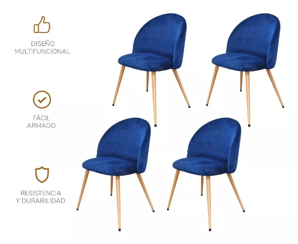 Set 4 Sillas Dinka-A Acolchadas Azules