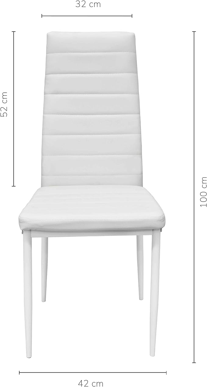 Set 6 Sillas de Comedor Zulu-B con Respaldo Alto Blancas