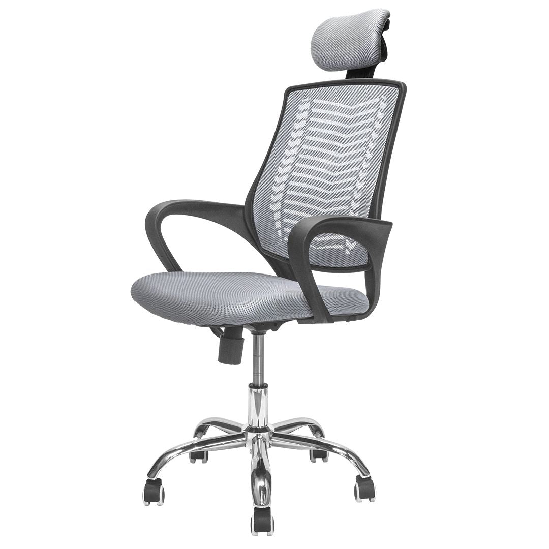Combo Escritorio Escalonado + Silla de Oficina Gris