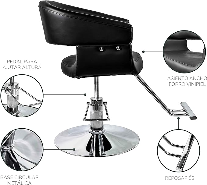 Silla de Barbería Welsh Con Descansapies Negra