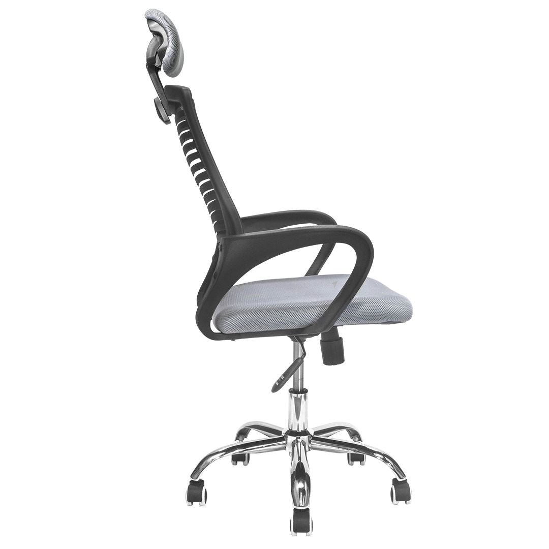 Silla de Oficina con Cabecera Ajustable Gris