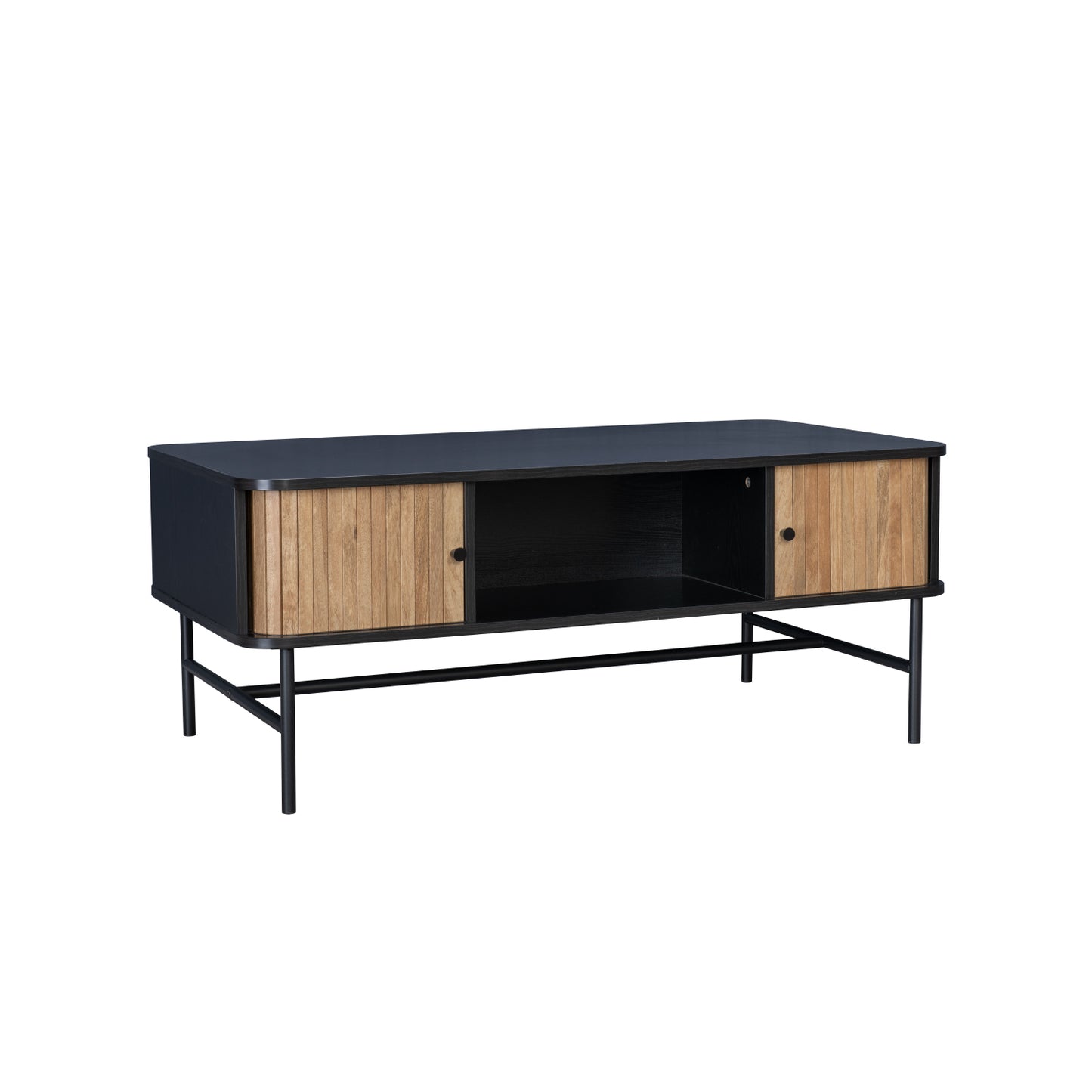 Mesa de Centro Moderna con Puertas Corredizas