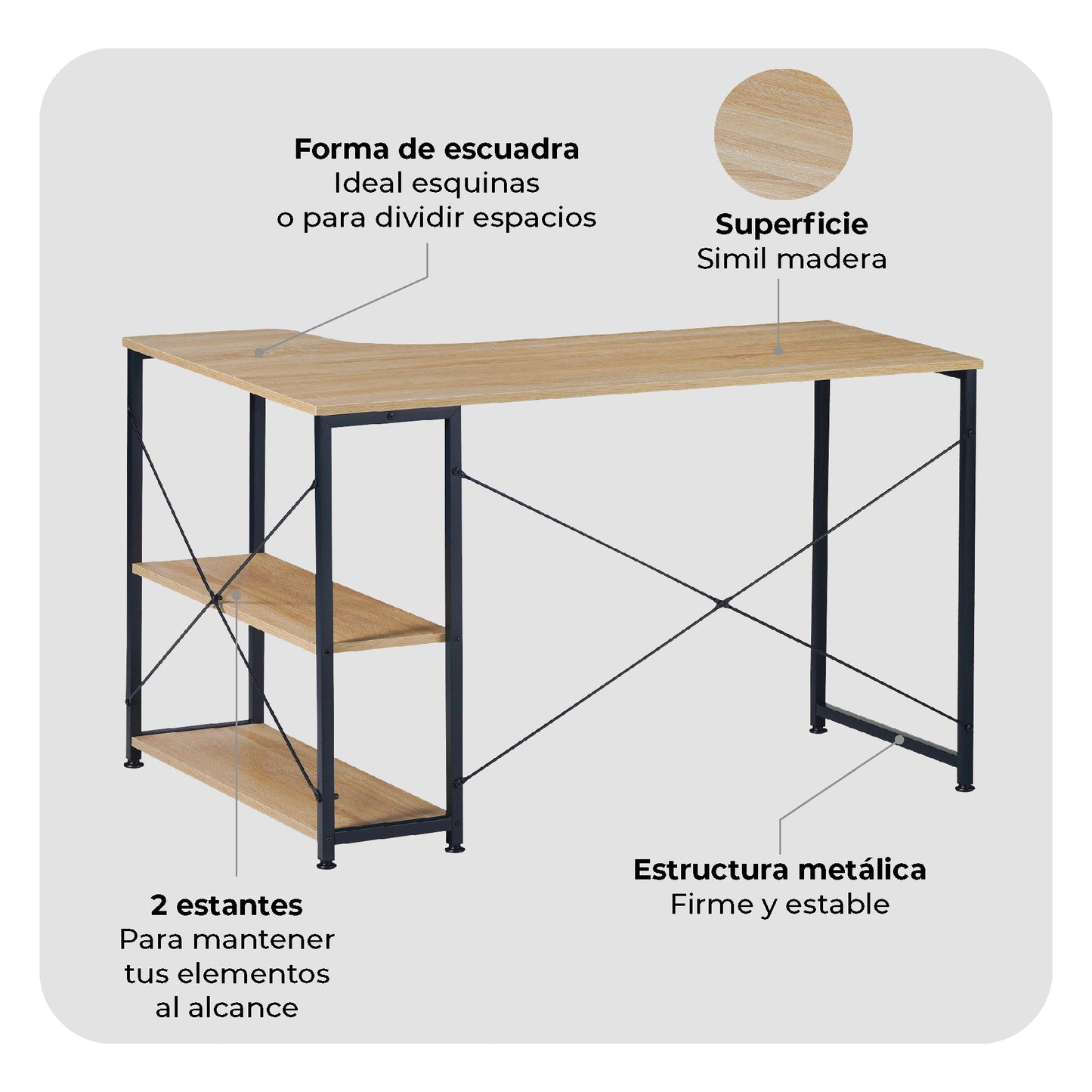Escritorio con Repisas Inferiores Café