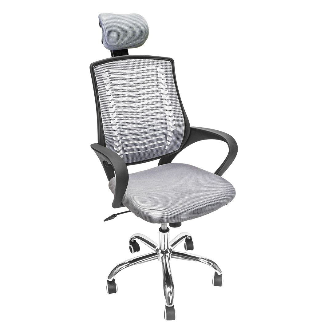 Silla de Oficina con Cabecera Ajustable Gris