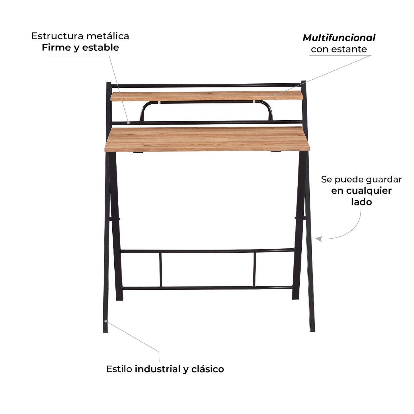 Escritorio Tripoli-N Plegable Negro