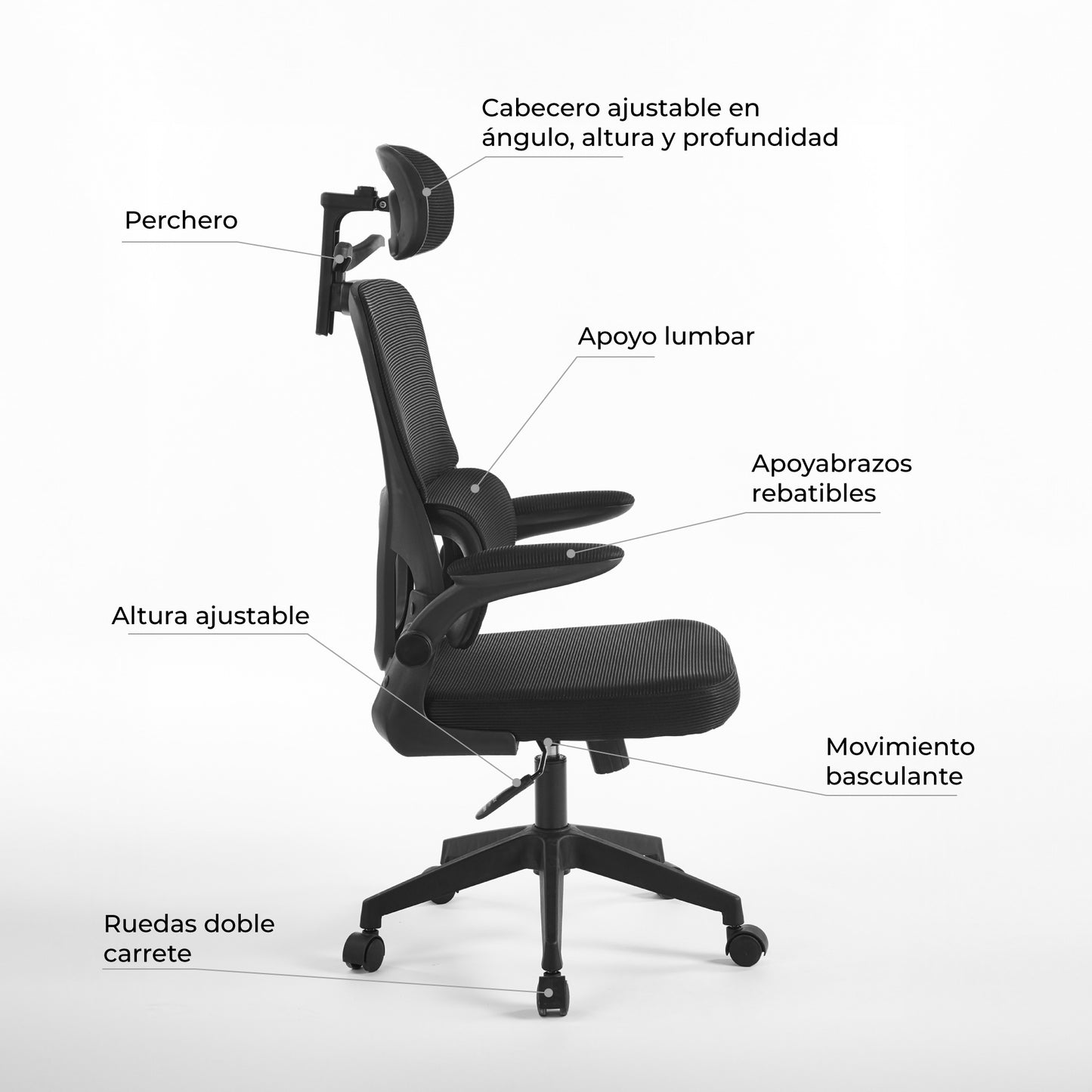 Silla de Oficina Ergonómica con Brazos Abatibles