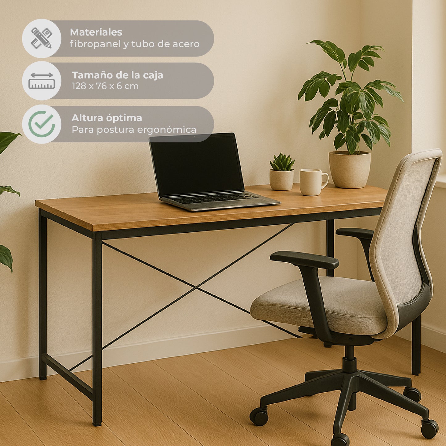 Escritorio Diseño Industrial Café y Negro