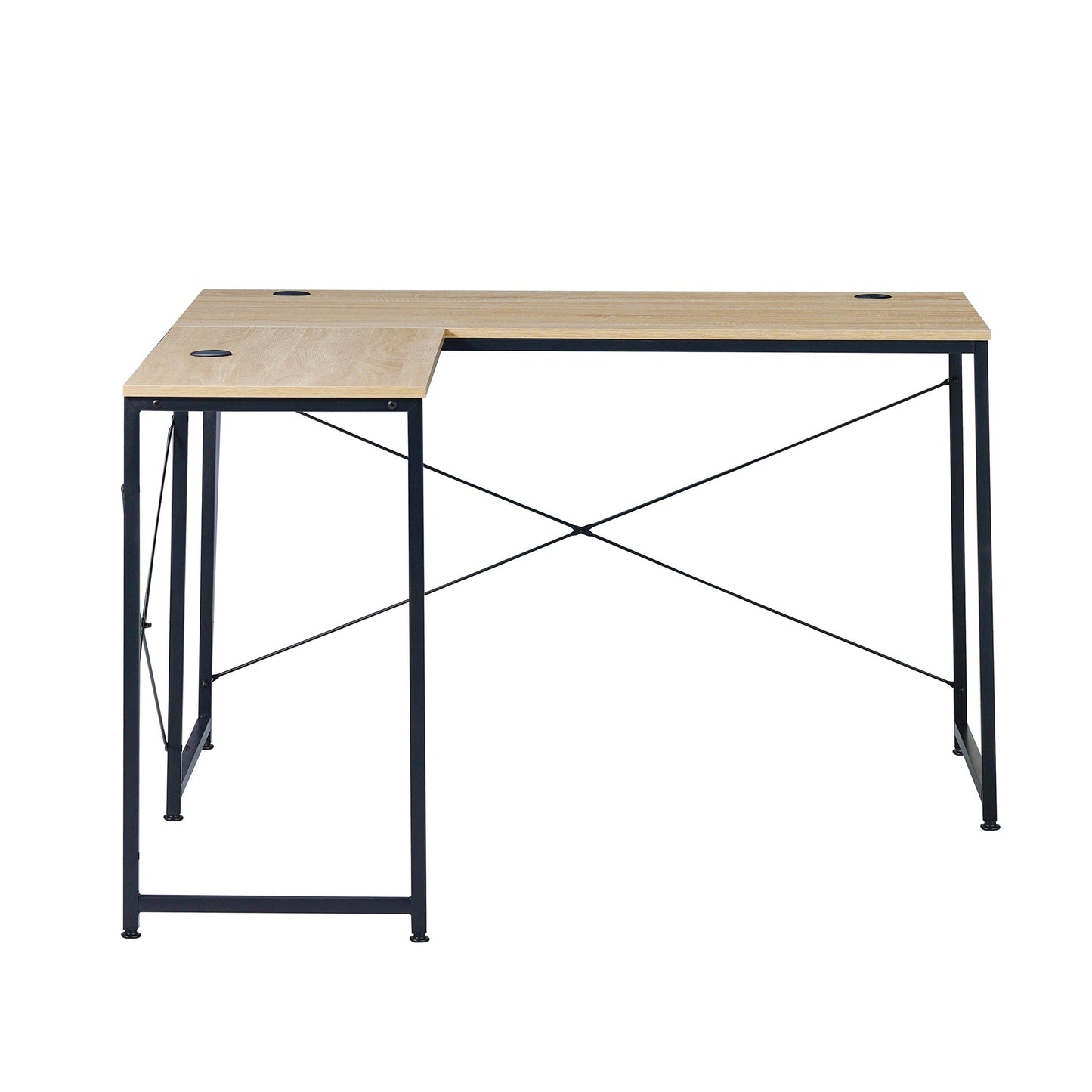 Escritorio con Forma de L Beige y Negro