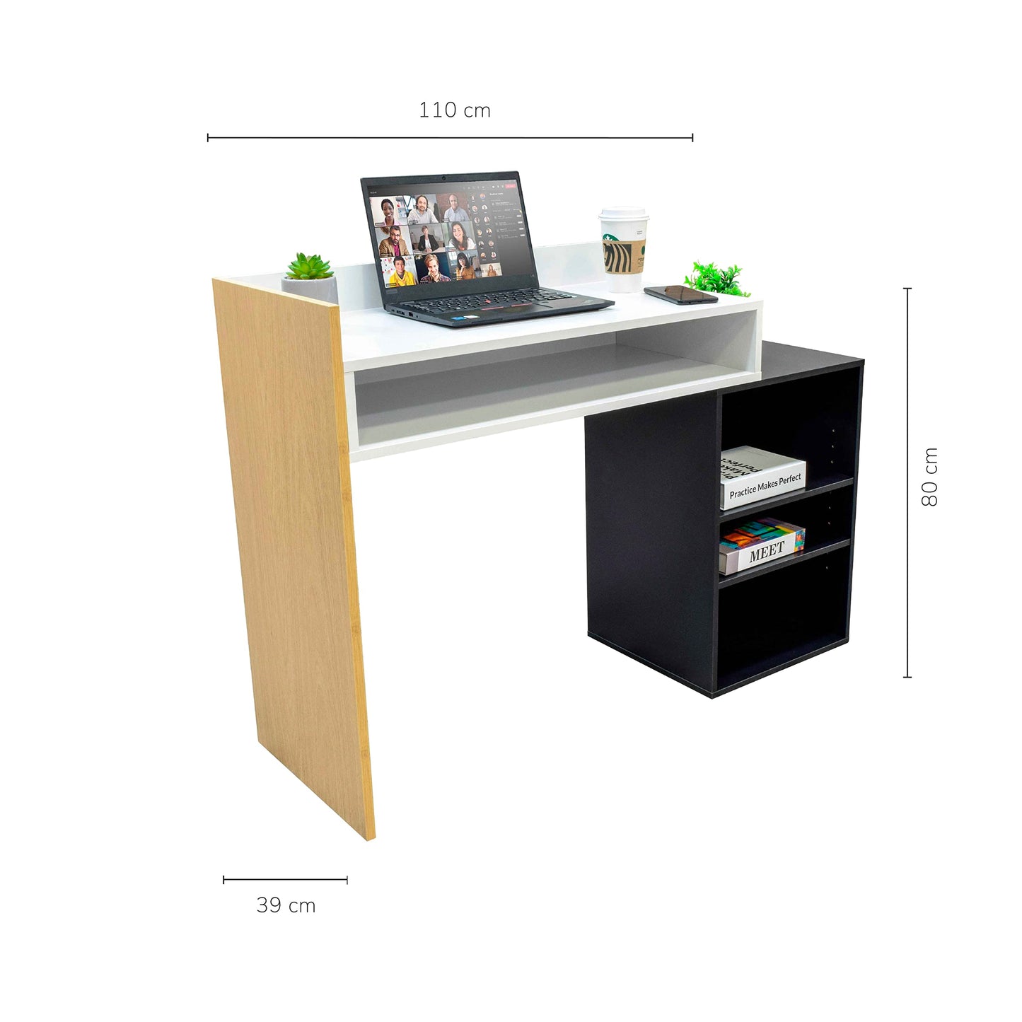 Combo Escritorio Escalonado + Silla de Oficina Delphi Negra