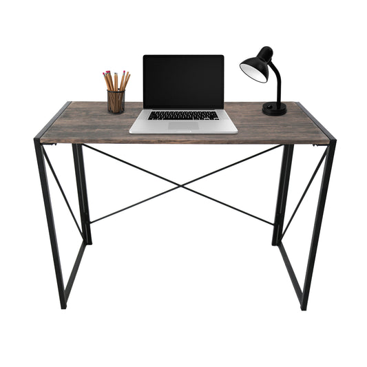 Escritorio Plegable de Melamina y Acero Café