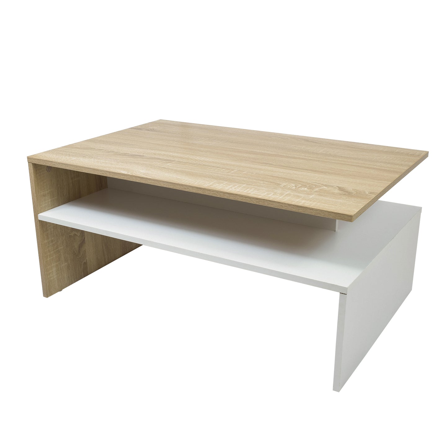 Mesa de Centro Olivo con Estante Inferior Beige y Blanca