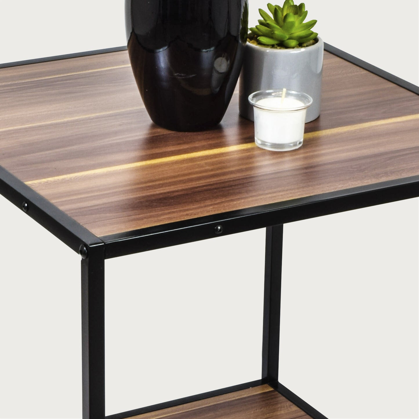 Mesa Auxiliar Latte Tipo Caoba Café y Negra