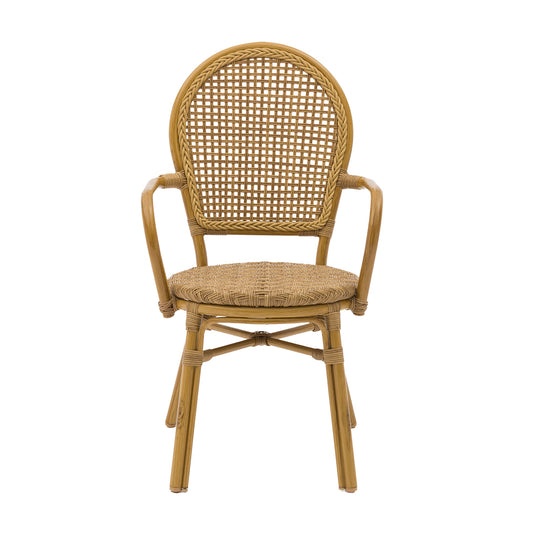 Set 2 Sillas de Exterior Vintage de Ratán Sintético con Apoyabrazos