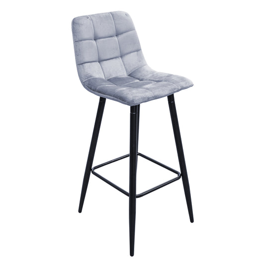 Set 2 Taburetes Altos Banco-Oxford Acolchados Gris