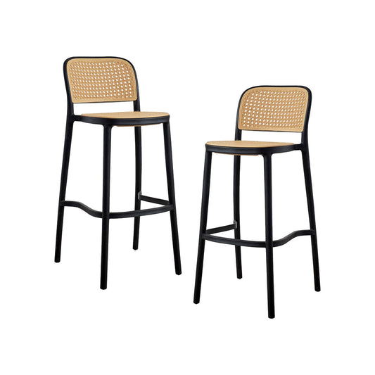 Set 2 Bancos Altos con Entramado Simil Ratán Apta Exterior