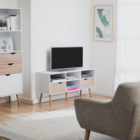 Mueble de TV Rack Bolonia Blanco y Café