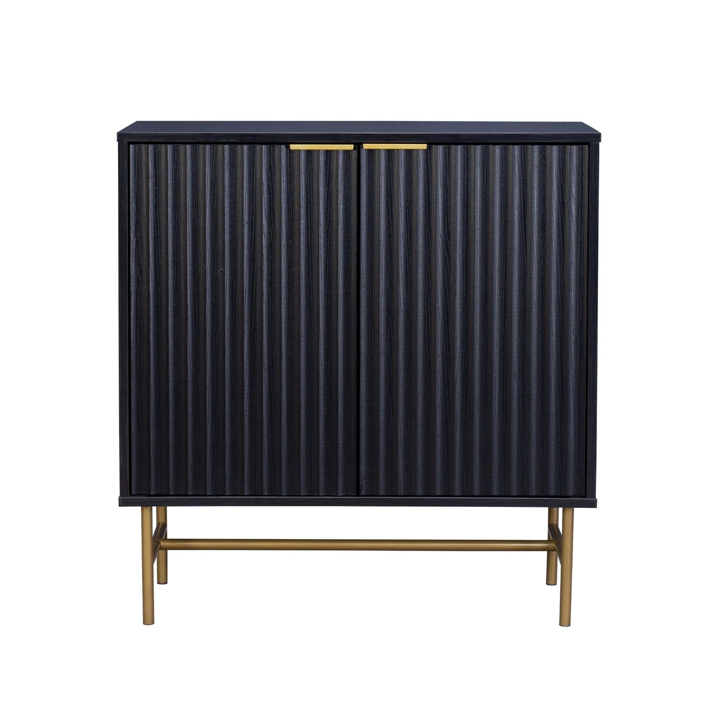 Aparador Bufetera Diseño Acanalado con Puertas Negro y Dorado