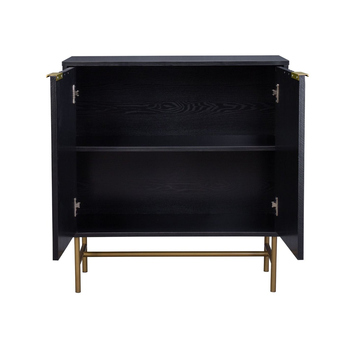 Aparador Bufetera Diseño Acanalado con Puertas Negro y Dorado