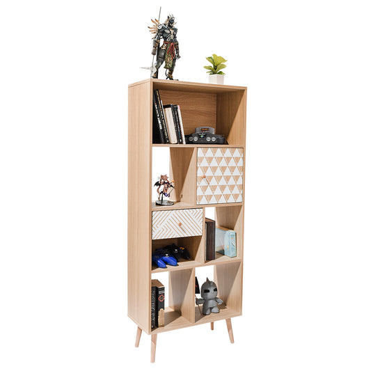 Librero Vertical Moderno Café y Blanco