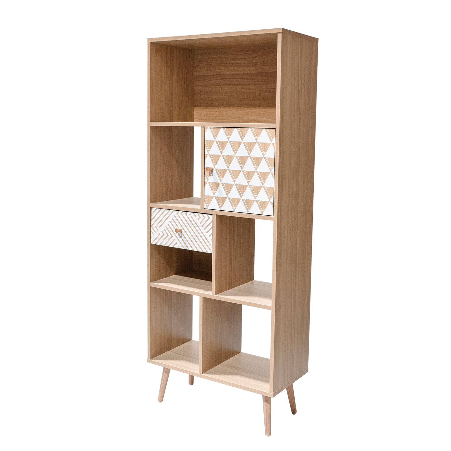 Librero Vertical Moderno Café y Blanco
