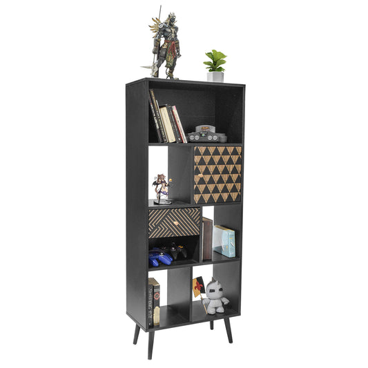 Librero Vertical Moderno Negro y Café