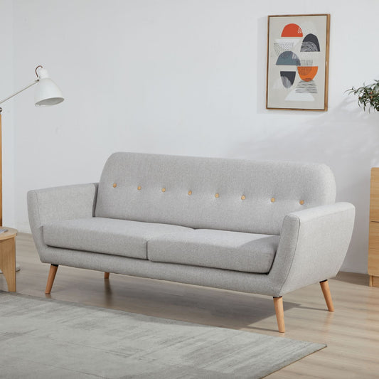 Sofá 3 Plazas Capena Respaldo Capitoné Gris