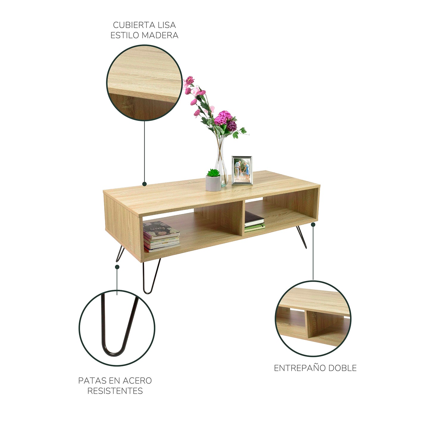 Mesa de Centro Cedro Minimalista Café