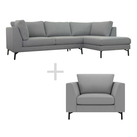 Combo Sofá Modular + Sillón Individual Murcia Gris Claro