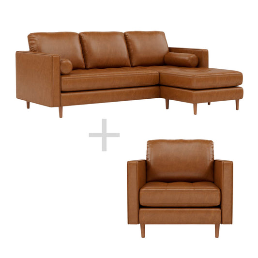 Combo Sofá Modular + Sillón Individual Oviedo Café