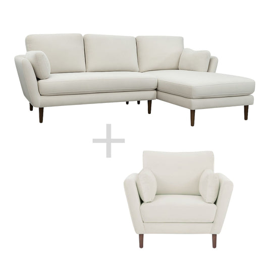 Combo Sofá Modular + Sillón Individual Malaga Hueso