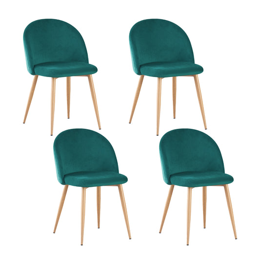 Set 4 Sillas de Sala Comedor Modernas Terciopelo Verde