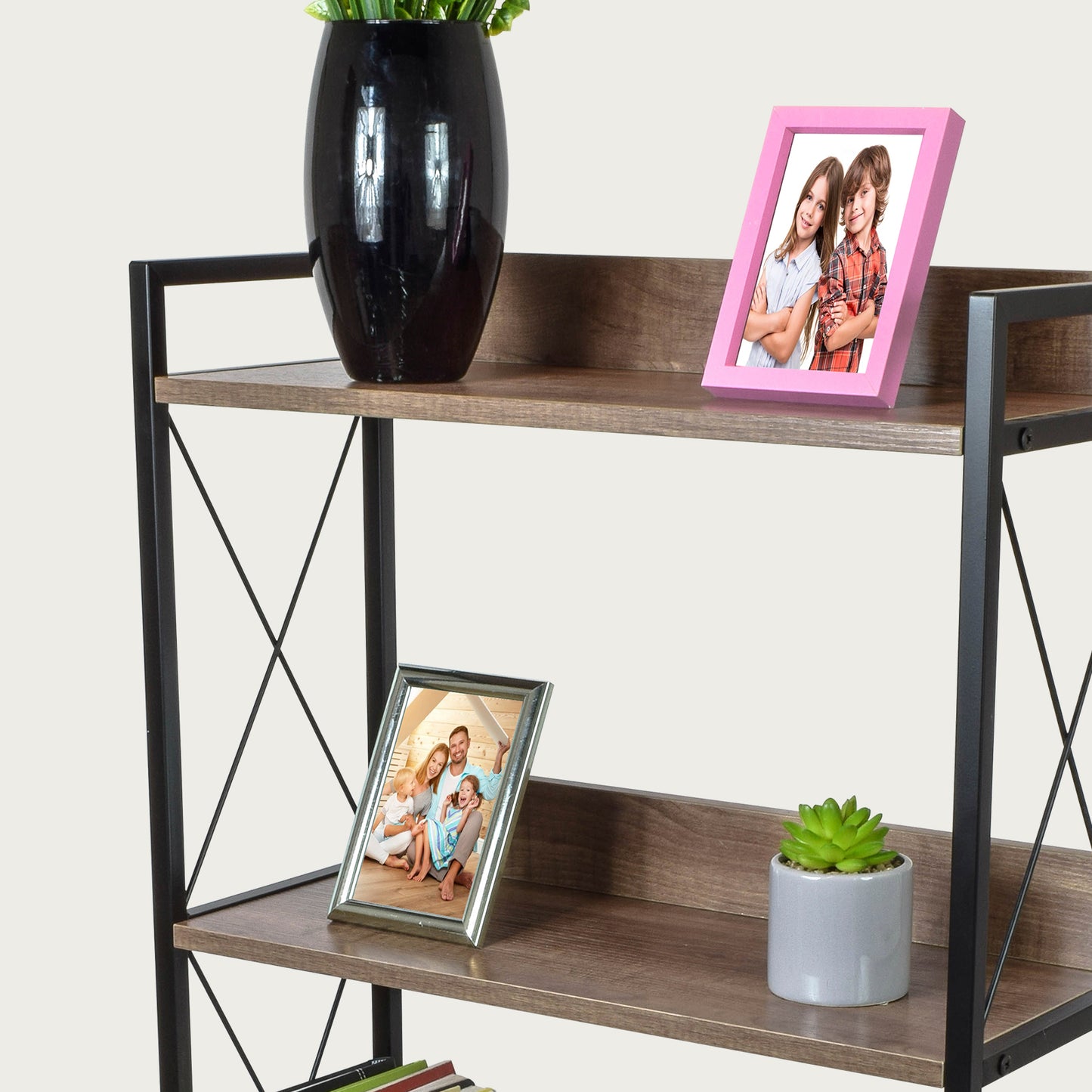 Librero Estante Durban Minimalista Café y Negro