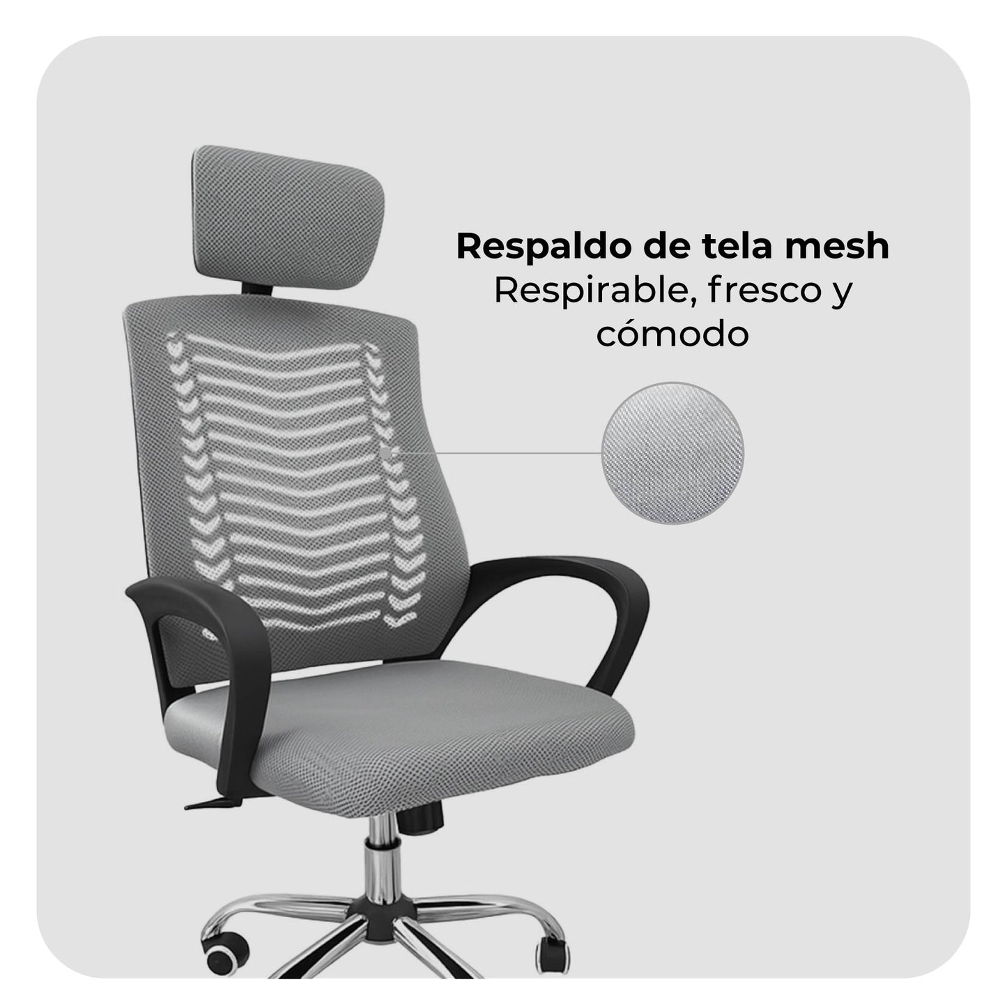 Silla de Oficina con Cabecera Ajustable Gris