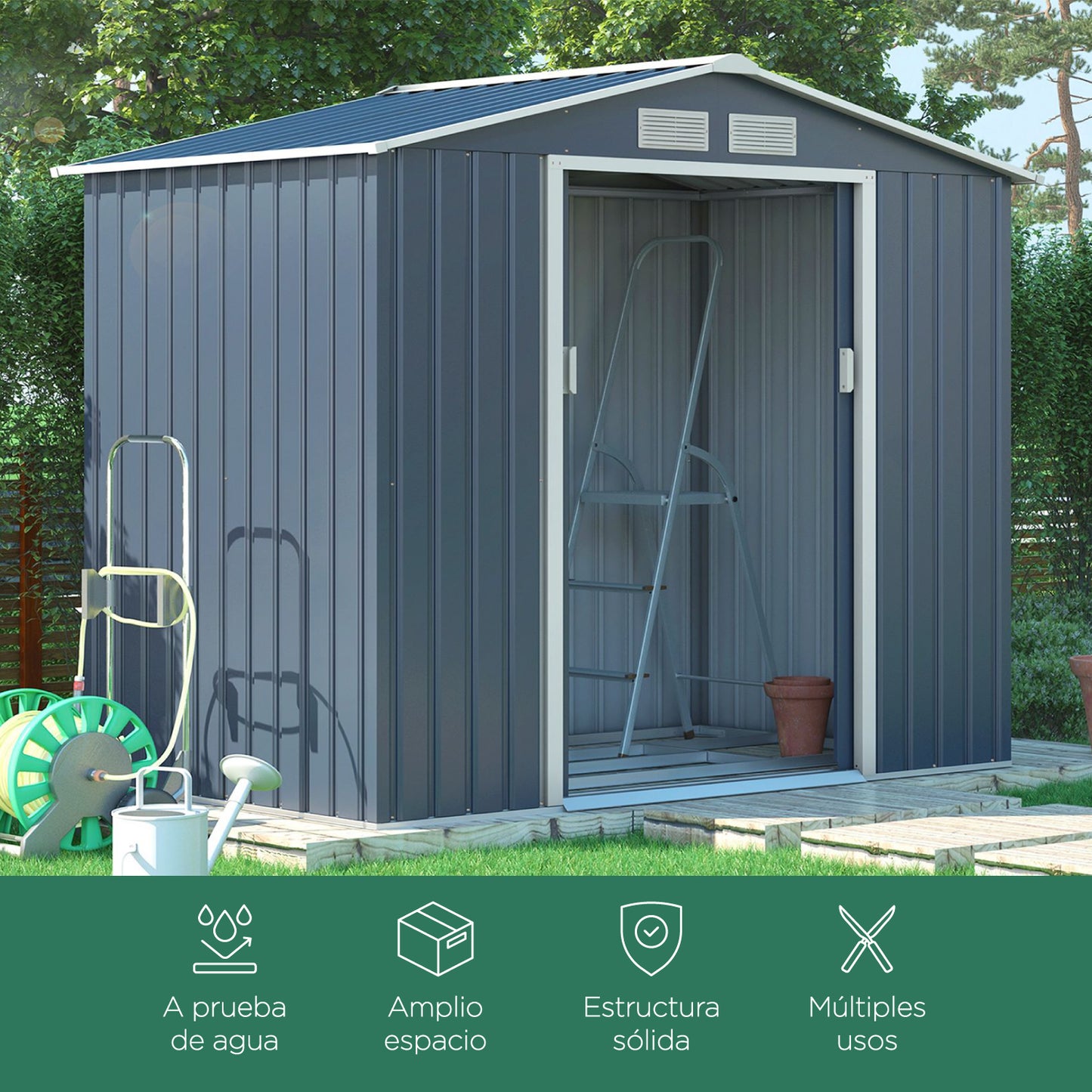 Cobertizo de Almacenamiento Para Exterior 213x127x195