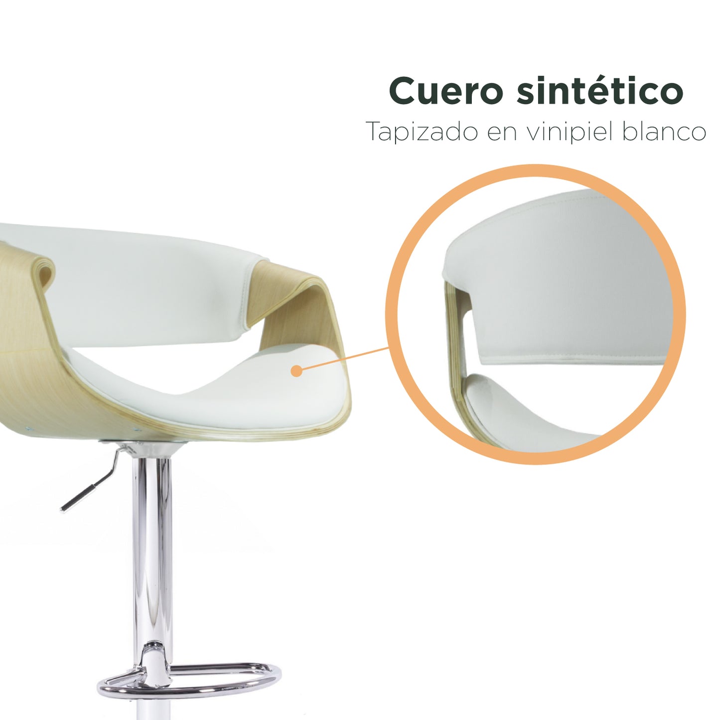 Banco Alto con Respaldo y Altura Ajustable Blanco
