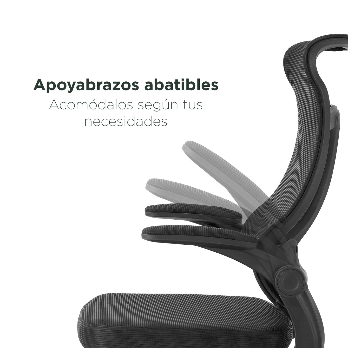 Silla Oficina Ergonómica Apoyabrazos Abatibles Negra