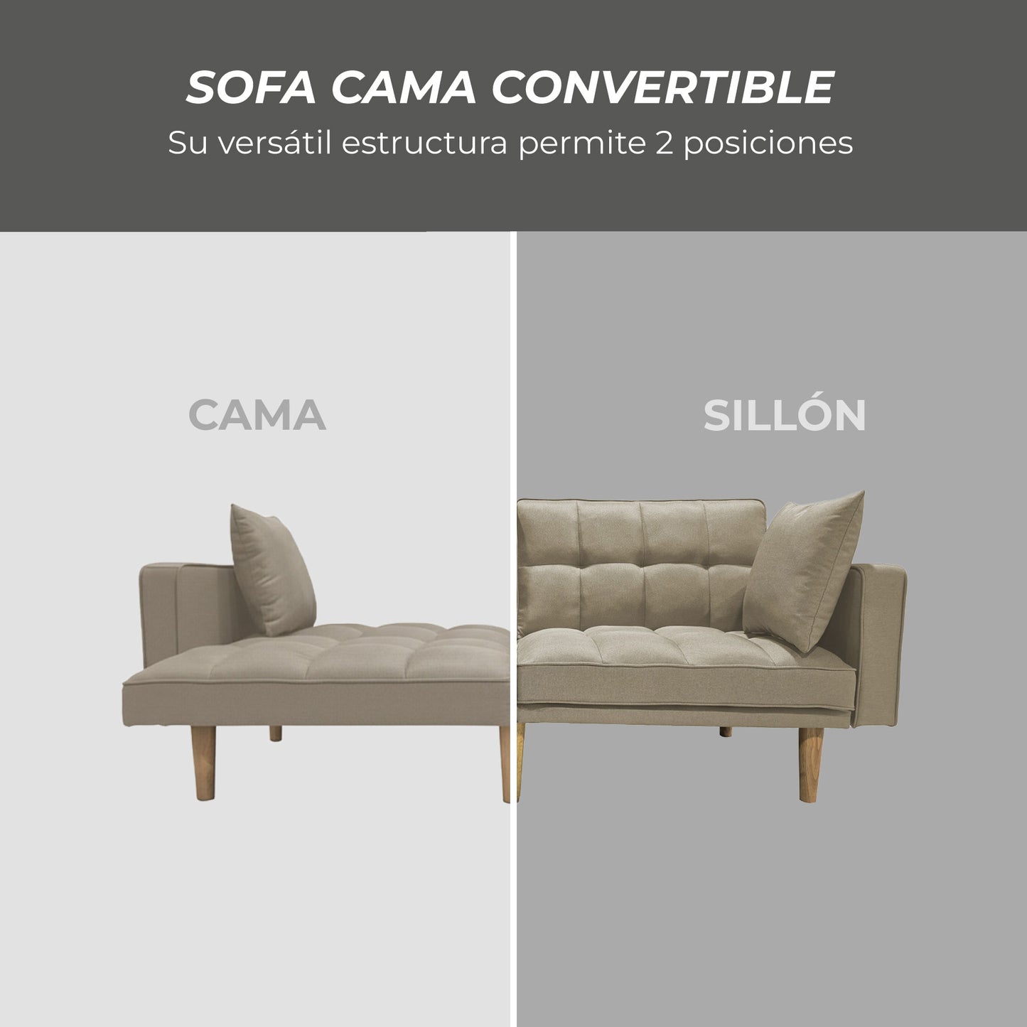 Sofá Cama 2 Plazas Fiano Beige