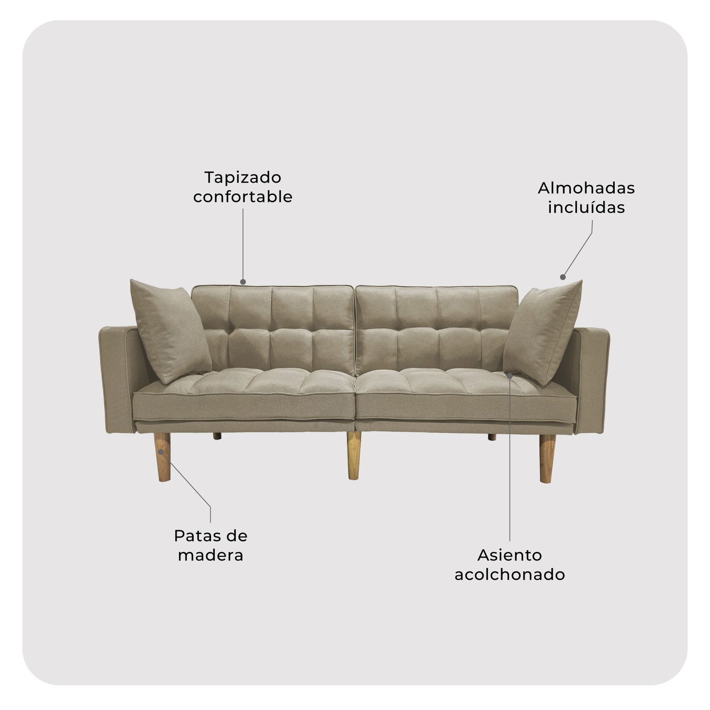 Sofá Cama 2 Plazas Fiano Beige