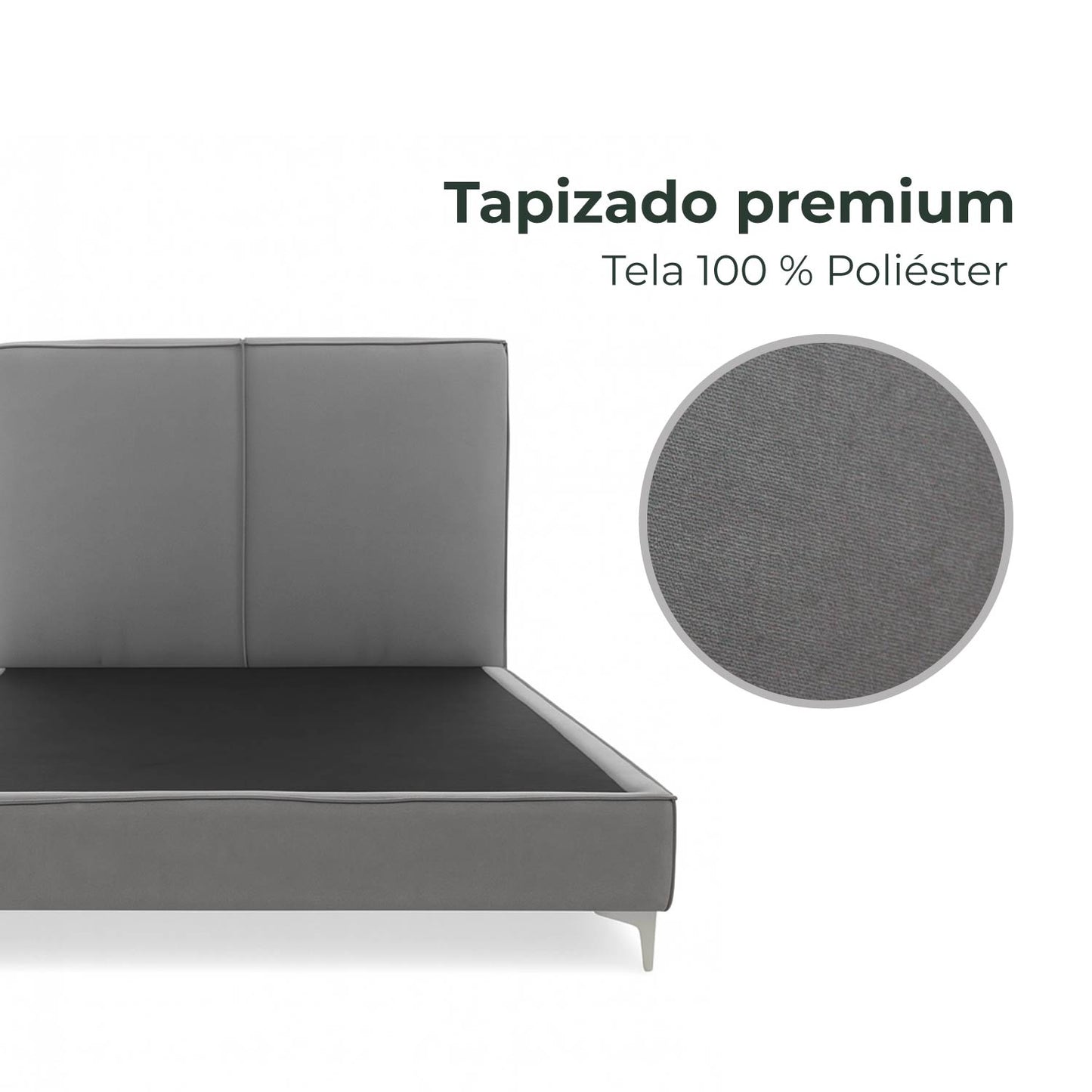 Cama Queen Gala Con Cabecera Gris