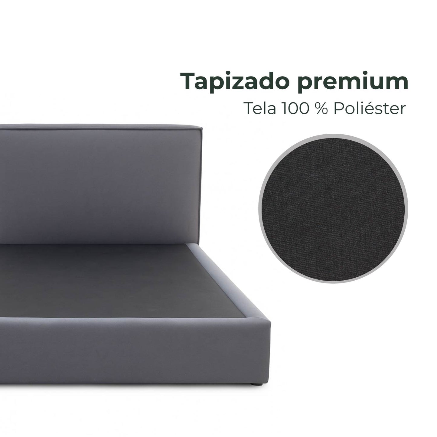 Cama Matrimonial Hera Con Cabecera Gris