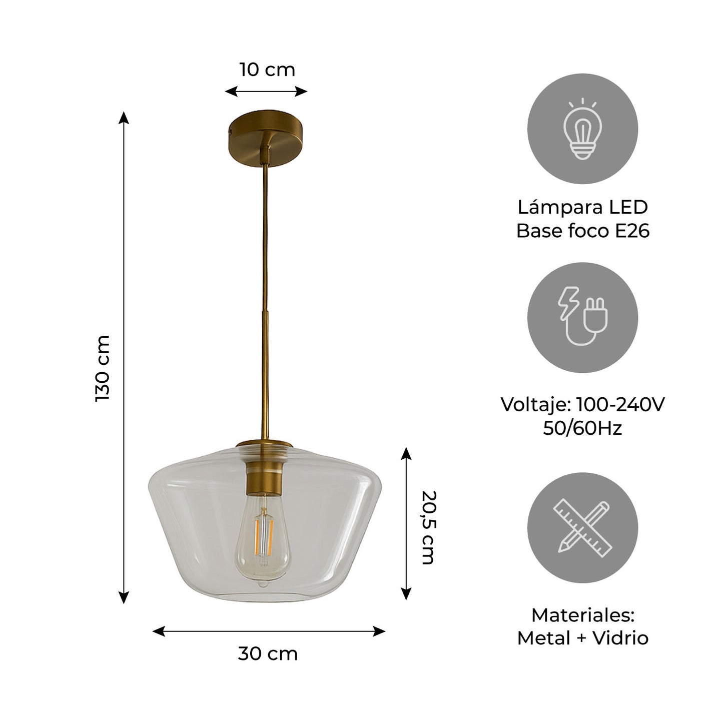 Lámpara de Techo LED Colgante Vintage Ambar