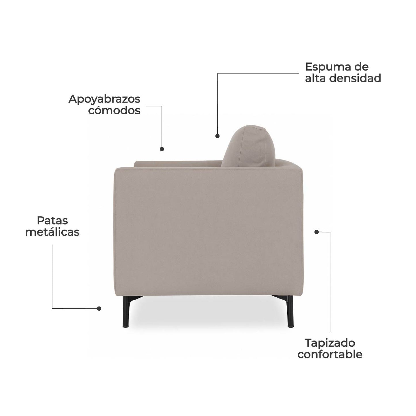 Sillón Individual Murcia Tela Bloom Taupe